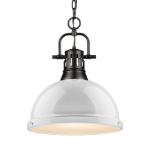Golden Canada 3602-L BLK-WH - Yep by Golden Lighting Duncan 1-light 14in Chain Hung Pendant in Matte Black and White shade